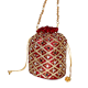 Traditional Handmade Cotton Red Potli Bag with Beads and Mirror Work